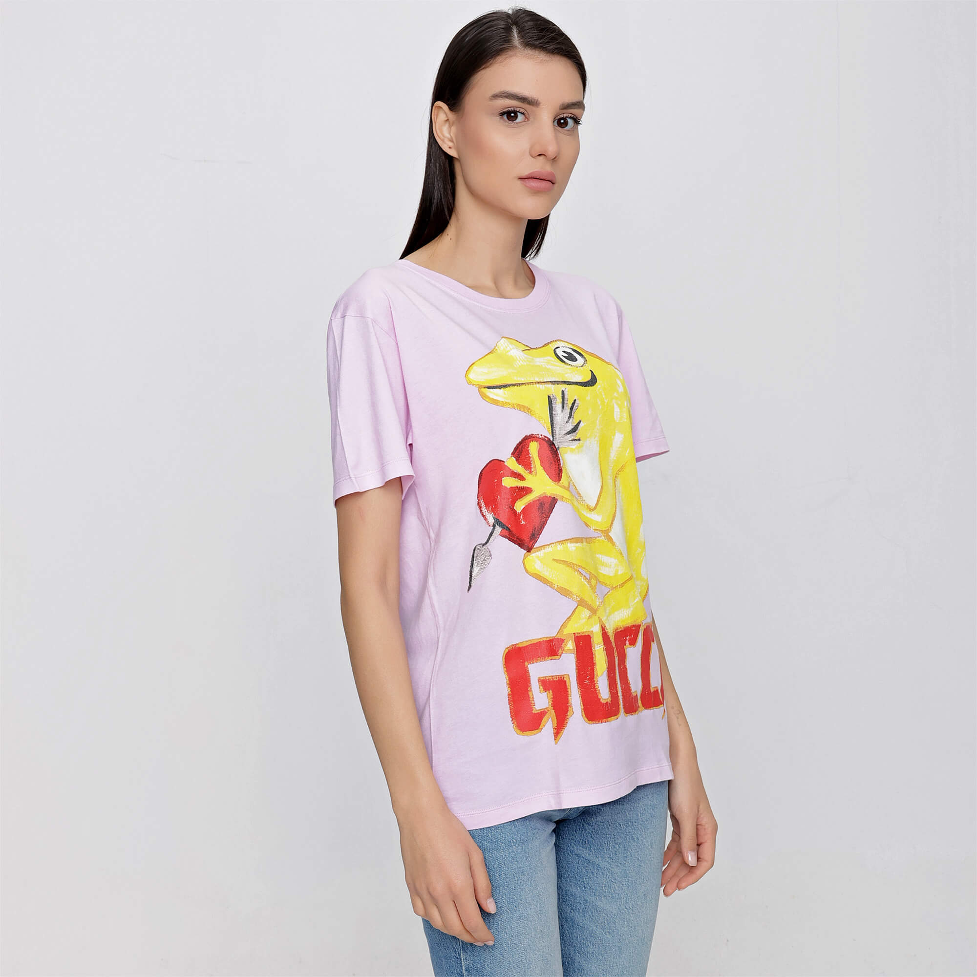 Gucci - Pink Cotton Frog Heart Printed Tshirt